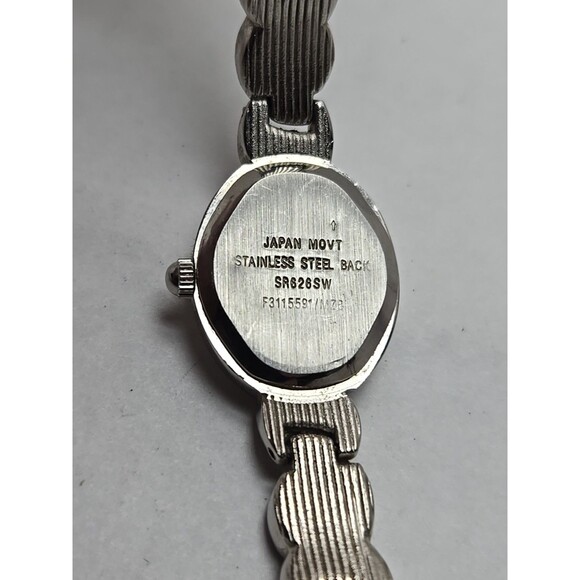 Gruen Womens Quartz Watch Jade Marcasite Bracelet Silver Tone MOP New Battery - Picture 10 of 10